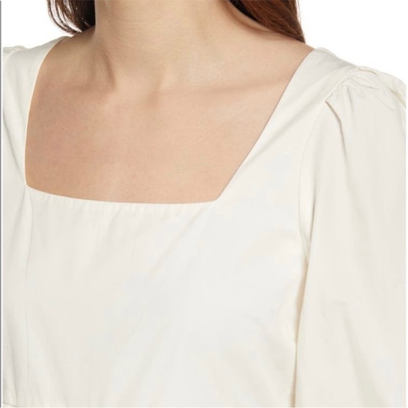 MADEWELL LIZZIE BABYDOLL MILKMAID  POPLIN PUFF SLEEVES DRESS SIZE 14W NWT CREAM - Picture 3 of 11